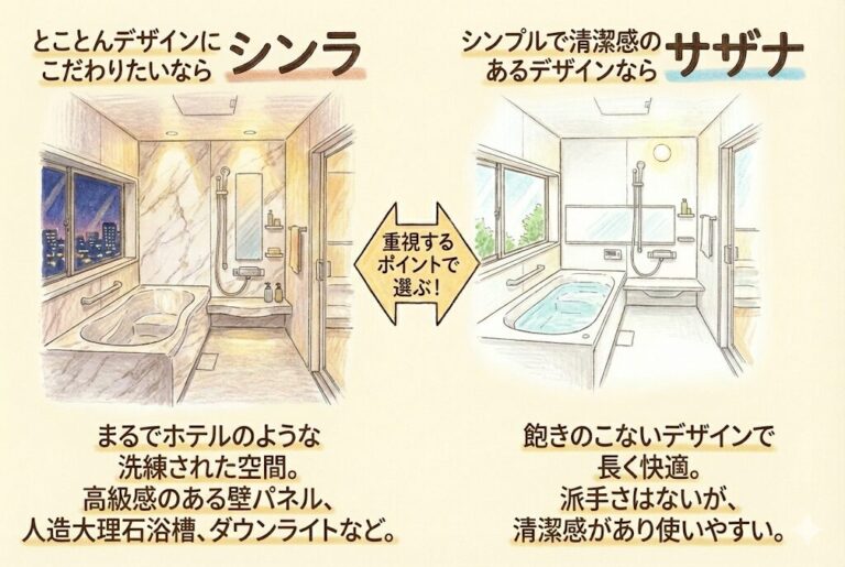 シンラとサザナの違いを徹底比較|TOTO浴室選びで後悔しないポイント【2026年版】 | ムームーリフォーム